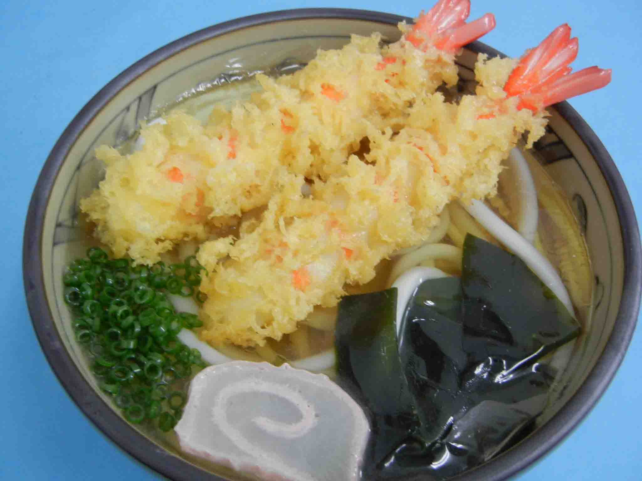 Udon Noodles Topped with Shrimp Tempura
